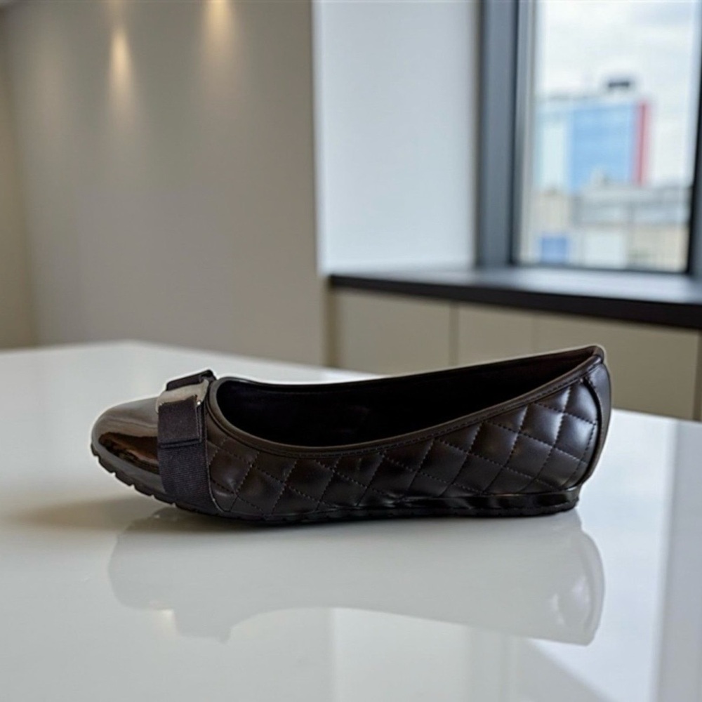 Gianna Black Quilted Leather Ballet Flats - Picture 4 of 7